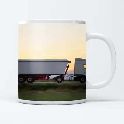 Semi Truck Highway Drive Sunset Sky