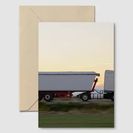 Semi Truck Highway Drive Sunset Sky