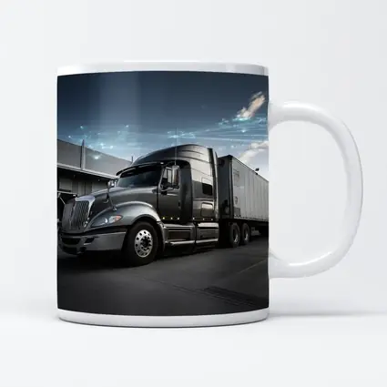 Semi Truck Digital Network Warehouse Background