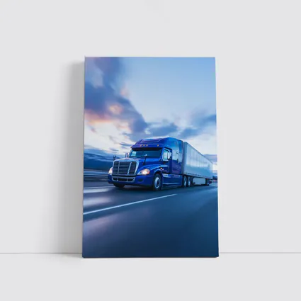 Blue Freightliner Semi Truck Highway Drive