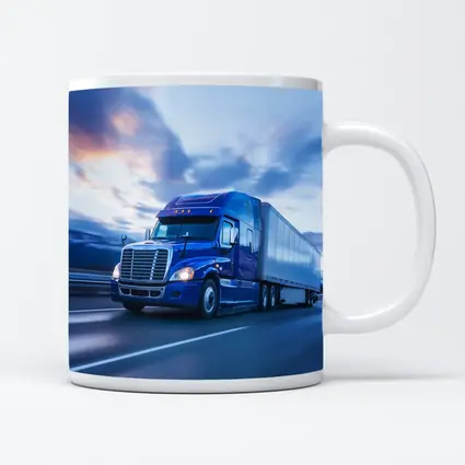 Blue Freightliner Semi Truck Highway Drive