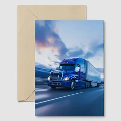 Blue Freightliner Semi Truck Highway Drive
