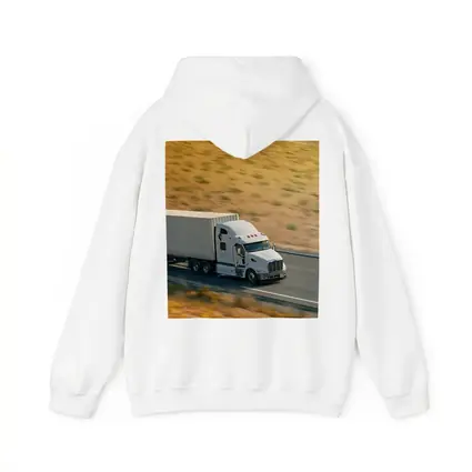 White Semi Truck Speeding Down Desert Highway