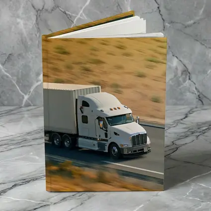 White Semi Truck Speeding Down Desert Highway
