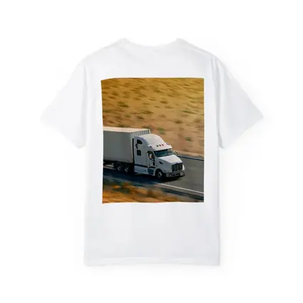 White Semi Truck Speeding Down Desert Highway