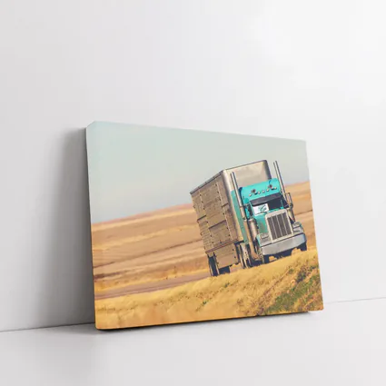 Semi Truck Driving Through Open Plains