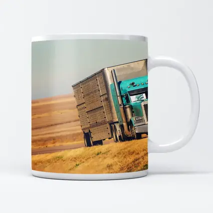Semi Truck Driving Through Open Plains