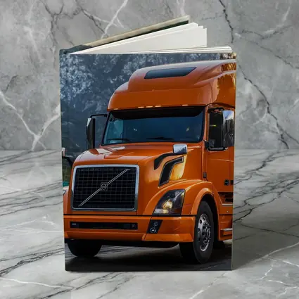 Volvo Semi Truck Orange Mountain Highway Drive