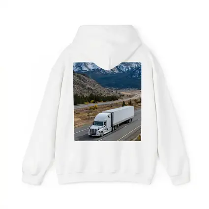 White Semi Truck Highway Mountain Landscape