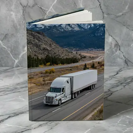 White Semi Truck Highway Mountain Landscape