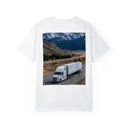 White Semi Truck Highway Mountain Landscape