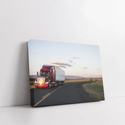 Red Semi Truck on Open Country Road