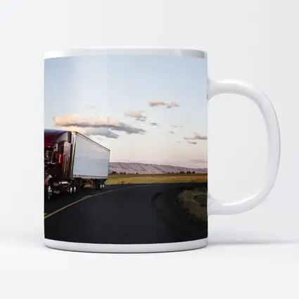 Red Semi Truck on Open Country Road