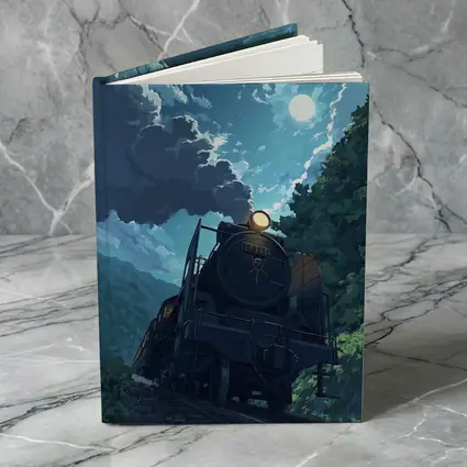 Anime Steam Train Moonlit Forest Night