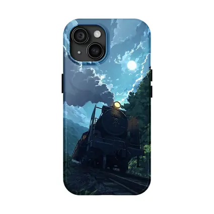 Anime Steam Train Moonlit Forest Night