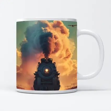 Steam Locomotive Billowing Smoke Dramatic Sky