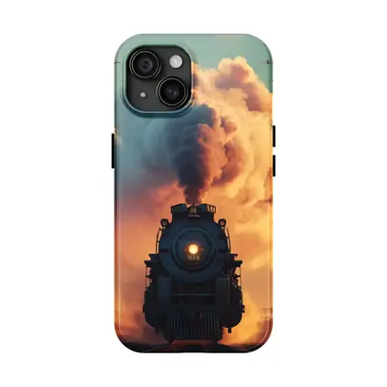 Steam Locomotive Billowing Smoke Dramatic Sky