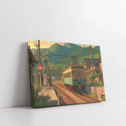 Anime Style Rural Japanese Train Station Scene