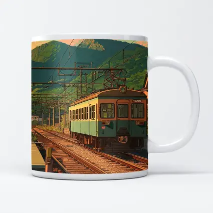 Anime Style Rural Japanese Train Station Scene
