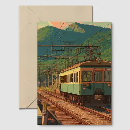Anime Style Rural Japanese Train Station Scene