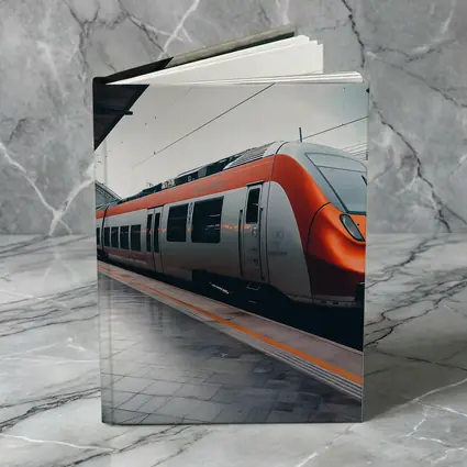 Orange DB Train Arriving At Rainy Station