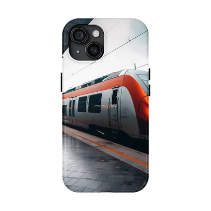 Orange DB Train Arriving At Rainy Station