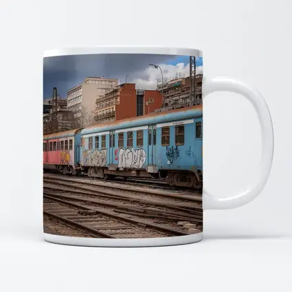 Blue Graffiti Train Urban City Background