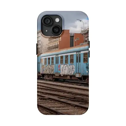 Blue Graffiti Train Urban City Background