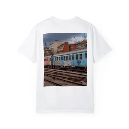 Blue Graffiti Train Urban City Background