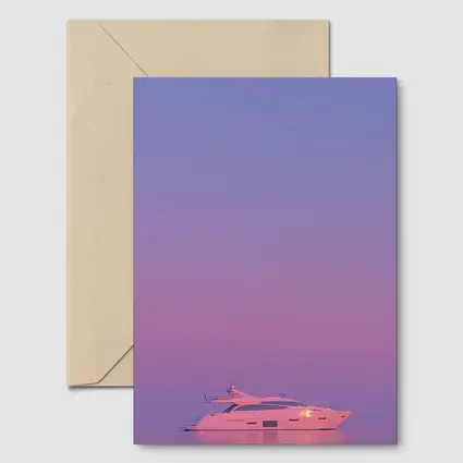 White Yacht Sailing Purple Sunset Ocean