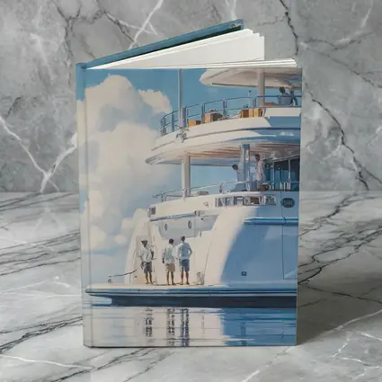 Luxury Superyacht Painting Blue Sky Ocean