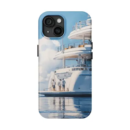 Luxury Superyacht Painting Blue Sky Ocean