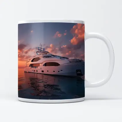 Luxury Yacht Sailing At Warm Sunset