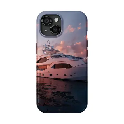 Luxury Yacht Sailing At Warm Sunset