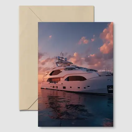 Luxury Yacht Sailing At Warm Sunset