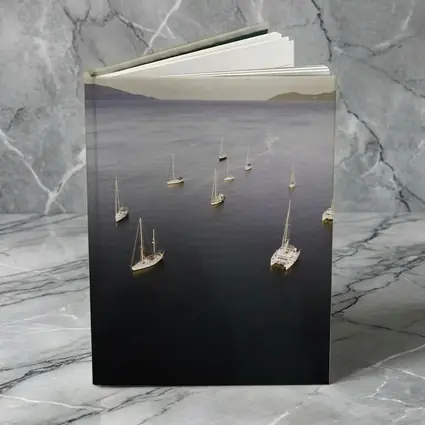 Sailboats Anchored in Calm Blue Bay