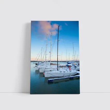 Sailboats Docked At Marina Blue Sky