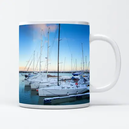 Sailboats Docked At Marina Blue Sky