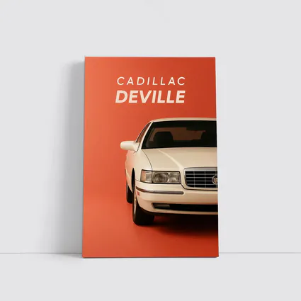 Cadillac DeVille White Car Orange Background