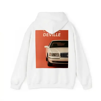 Cadillac DeVille White Car Orange Background