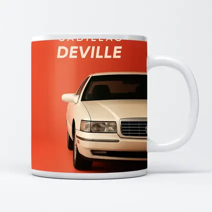 Cadillac DeVille White Car Orange Background