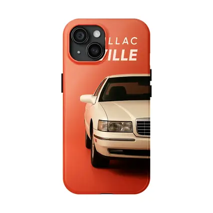 Cadillac DeVille White Car Orange Background