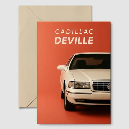 Cadillac DeVille White Car Orange Background