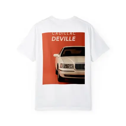 Cadillac DeVille White Car Orange Background