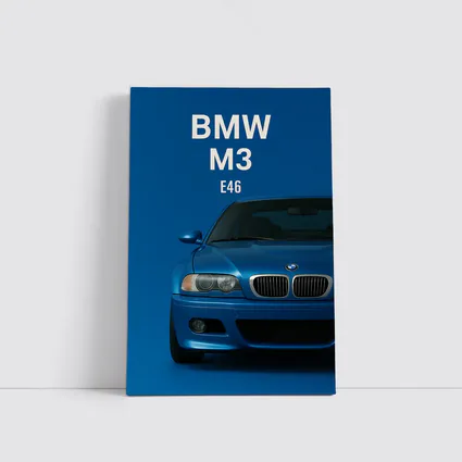 BMW M3 E46 Blue Front View Art
