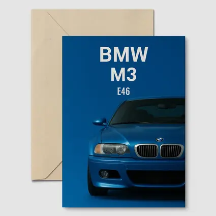 BMW M3 E46 Blue Front View Art