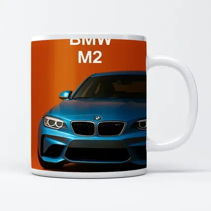 BMW M2 Blue Car Orange Background Art