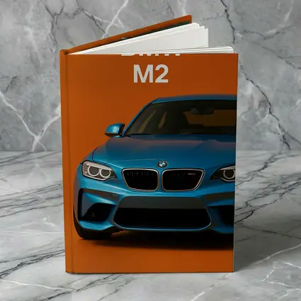 BMW M2 Blue Car Orange Background Art