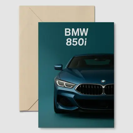 BMW 850i Front View Teal Background