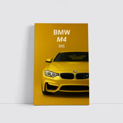 BMW M4 2015 Yellow Sports Car Art
